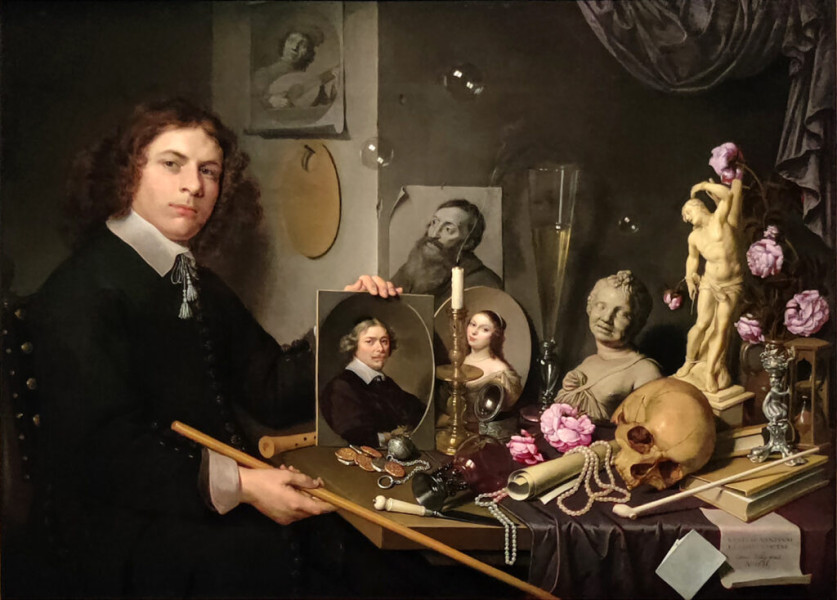 David Bailly Vanitas still life with portrait of a young painter 1651