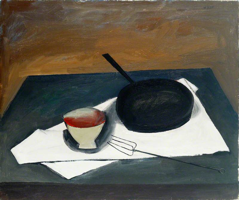 William Scott, <i>The Frying Pan</i>, 1946, oil on canvas | Image via <a href="http://www.artuk.org/artworks/the-frying-pan-64085" target="_blank">Art UK</a> © The estate of William Scott (fair use)